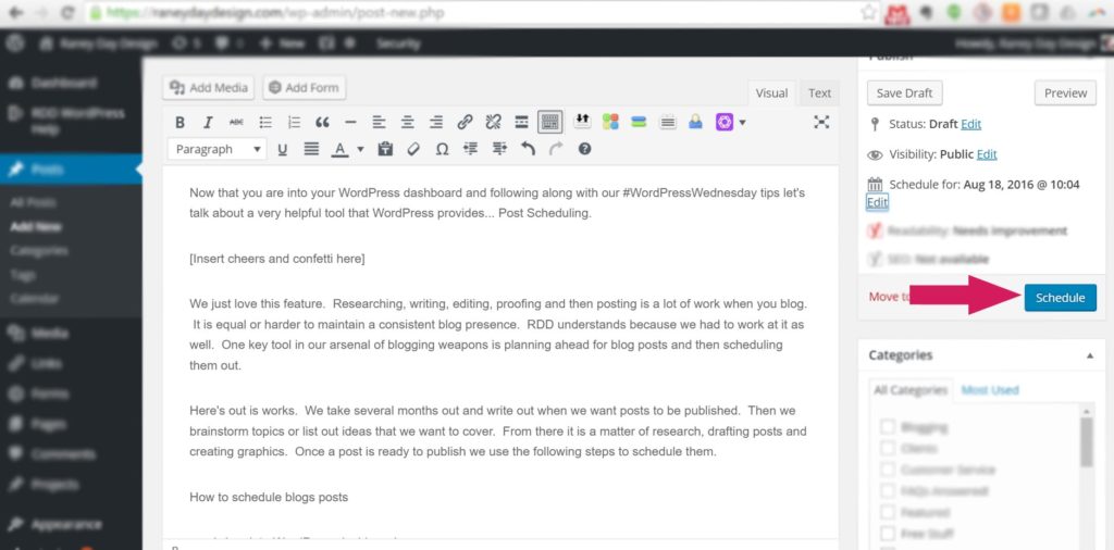 How to Schedule Posts WordPress Wednesday Tip How to Scheduled Blog Posts