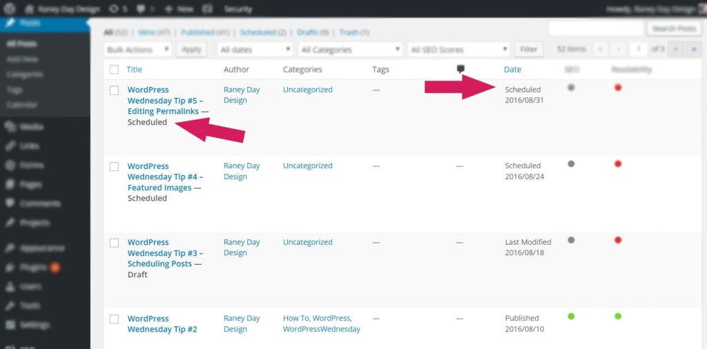 How to Schedule Posts WordPress Wednesday Tip #3 How To Publish Posts