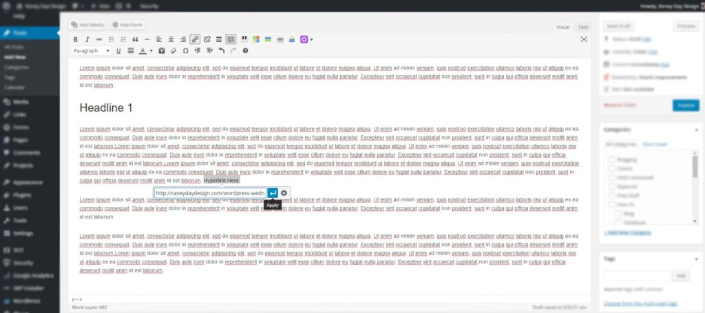 WordPress Wednesday Tip #2 WordPress Wednesday Tip 2 Hyperlinks