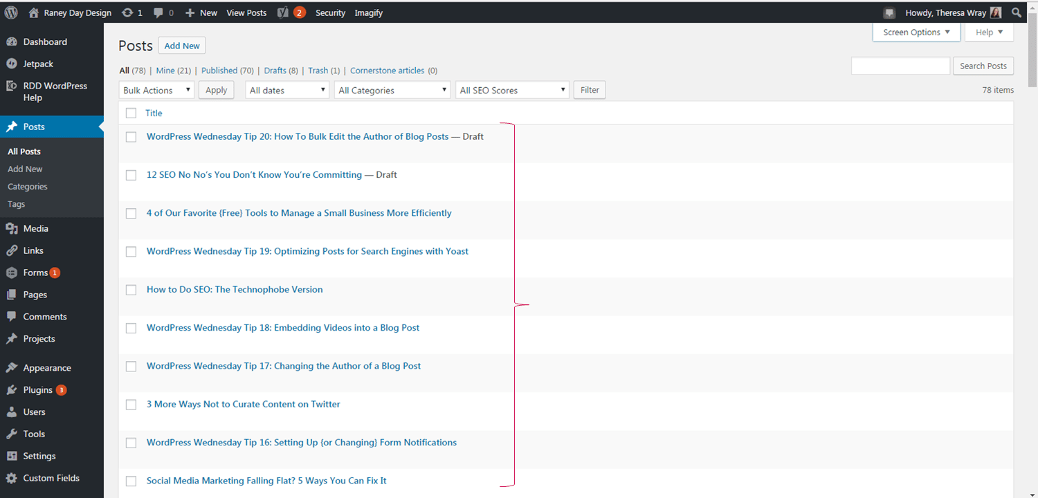 how to bulk edit the author of blog posts