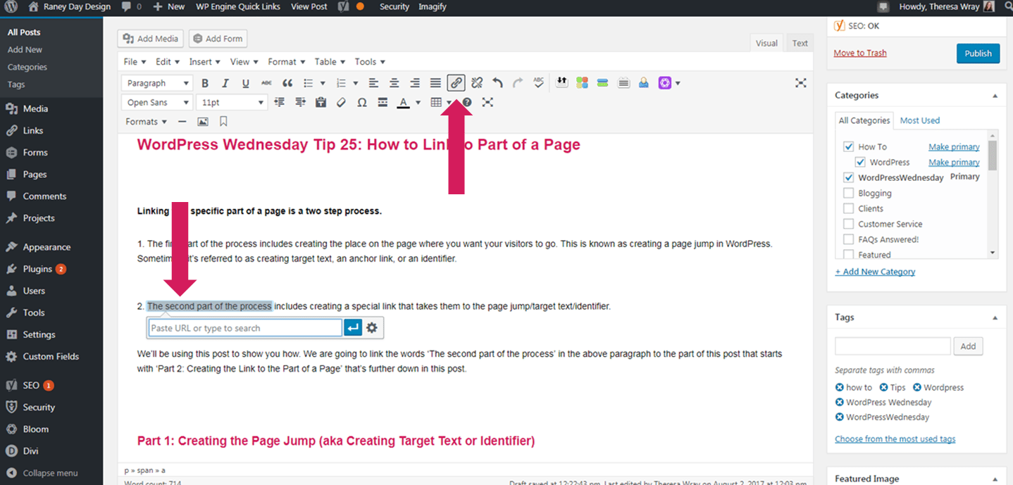 how do i link one part of a page to another part of a page