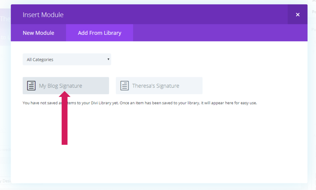 insert saved module in wordpress blog