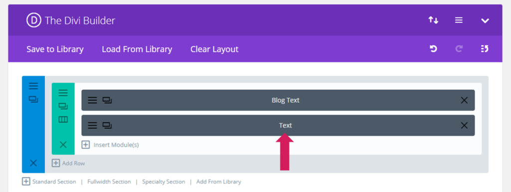 add a saved module in divi