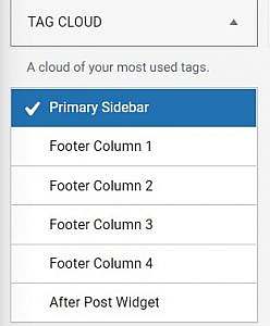 Tag widget drop down menu