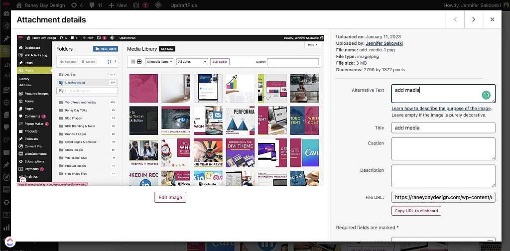 media library alt-text field